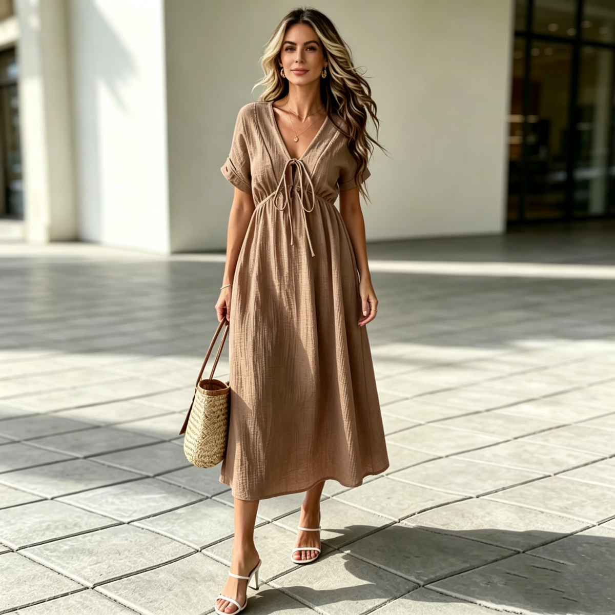 💕🌷【50% de descuento✨】Nuevo vestido casual elegante con escote en V para verano