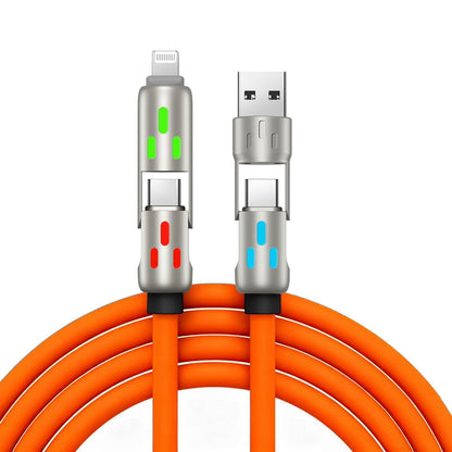🔥 (2 metre dlhý) 4-v-1 PD 240W kábel – USB-C, Lightning a USB-A rýchle nabíjanie, hliník a silikón, synchronizácia dát ⚡📱
