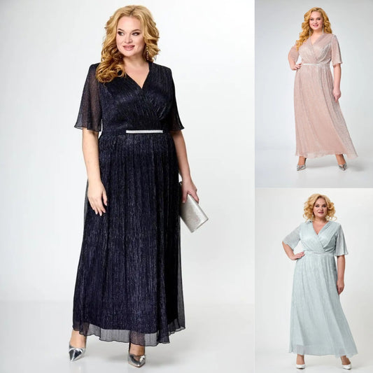 🌷💕【S-5XL】2025 Lato Nowa Moda Elegancka Długa Sukienka z Dekoltem w Serek