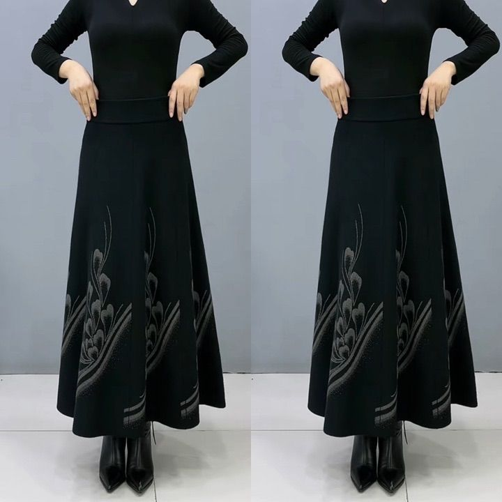 👗🎀【Speciální nabídka🔥】【S-3XL】Retro elegantní podzimní/zimní silná vlněná sukně, midi sukně