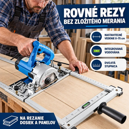 🛠️ Prenosná multifunkčná vodiaca lišta na rezanie panelov – nastaviteľná 0–75 cm, s vodováhou a dvojitou stupnicou. Presné a rovné rezy pre váš projekt! ✨