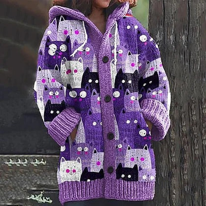 🔥🐾【Sleva 50 % po omezenou dobu】Dámská bunda s kapucí, stylová a roztomilá, se zvířecím potiskem🧥✨