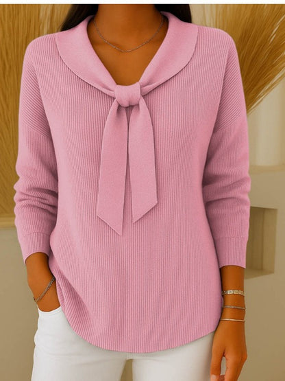 🔥🎉【S-2XL】Damski sweter w jednolitym kolorze, z wiązaniem w talii i długim rękawem, luźny i swobodny krój