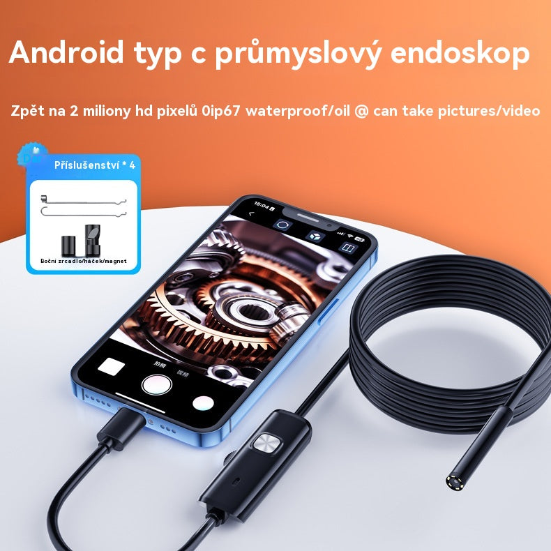📱🏆 Nový 7mm průmyslový endoskop s přímým připojením kamery typu C pro telefony s Androidem (voděodolný endoskop)