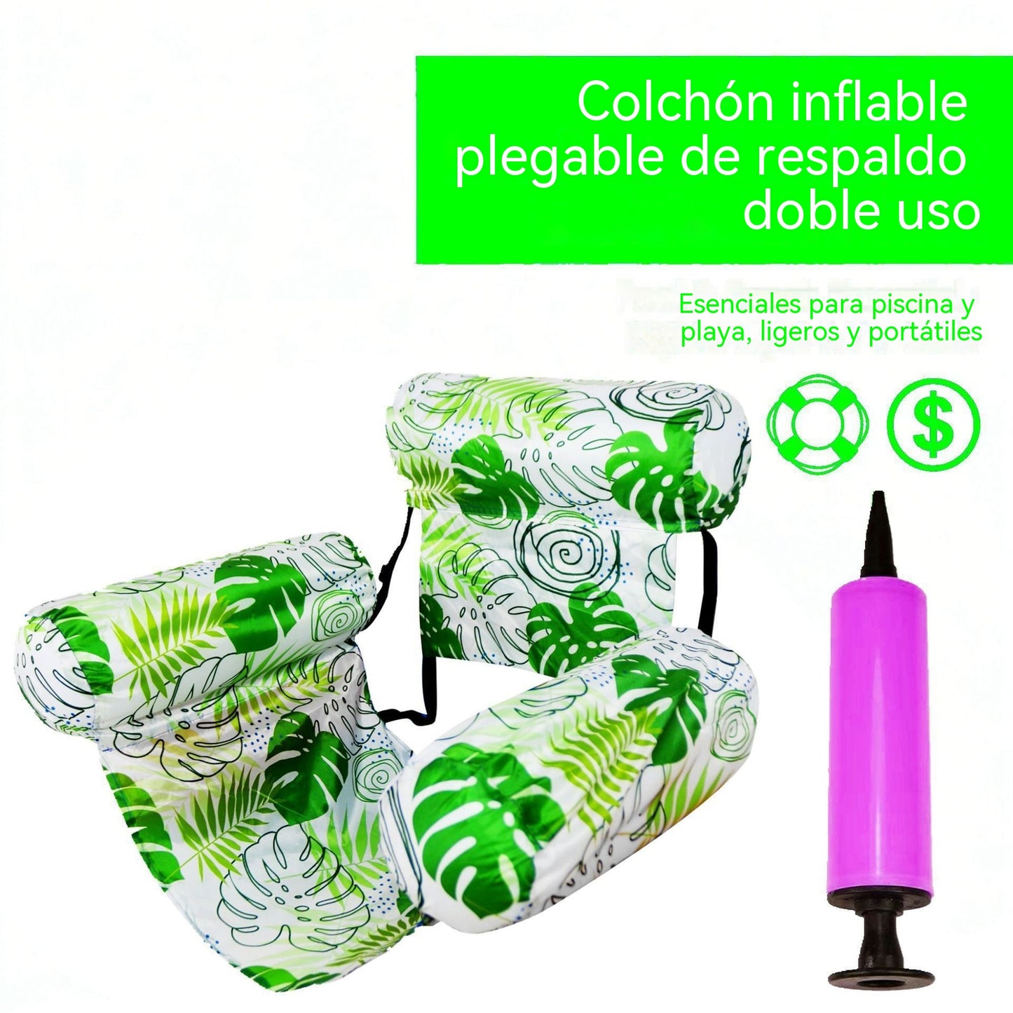 💦📢 Sofá inflable para piscina - Asiento plegable con respaldo para juegos acuáticos