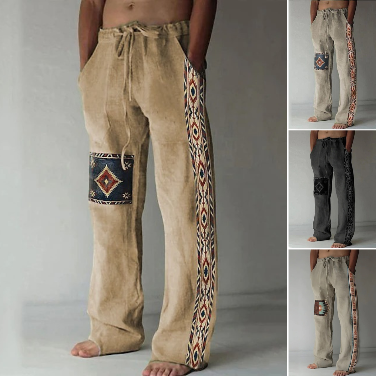 ✨👖【🌈Ograničene zalihe】 【S-6XL】😍 Muške uske pamučne i lanene hlače velikog broja, ležerni, široki boemski stil 