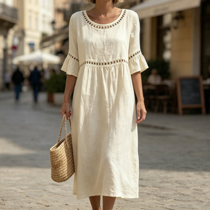 ✨🎉【S-3XL】Nuevo vestido de verano para mujer de algodón y lino, transpirable y suave, cómodo de llevar.