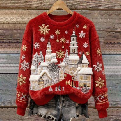 🔥🎄【S-5XL】⛄✨Нов моден фланелен коледен пуловер за жени за есен/зима, декориран с различни изящни шарки