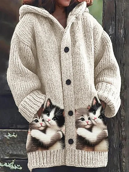 🔥🐾【50% zniżki przez ograniczony czas】Damska kurtka z kapturem, stylowa i urocza, ze zwierzęcym nadrukiem🧥✨