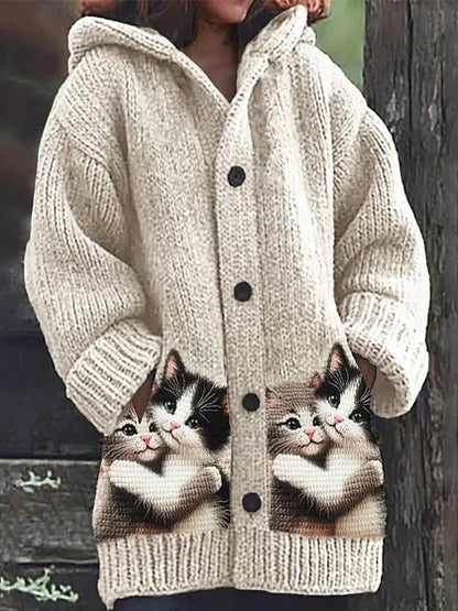 🔥🐾【50% zniżki przez ograniczony czas】Damska kurtka z kapturem, stylowa i urocza, ze zwierzęcym nadrukiem🧥✨