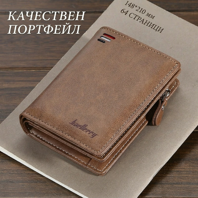 🔥💥Нов мъжки портфейл, ретро стил с множество отделения за карти