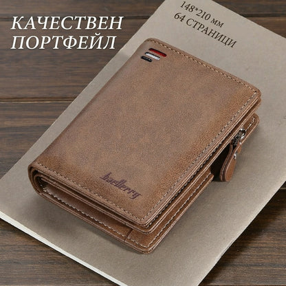 🔥💥Нов мъжки портфейл, ретро стил с множество отделения за карти