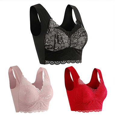 👙💖【Пакет от 3】【M-5XL】Нов дамски удобен и дишащ сутиен, красива и удобна дантела