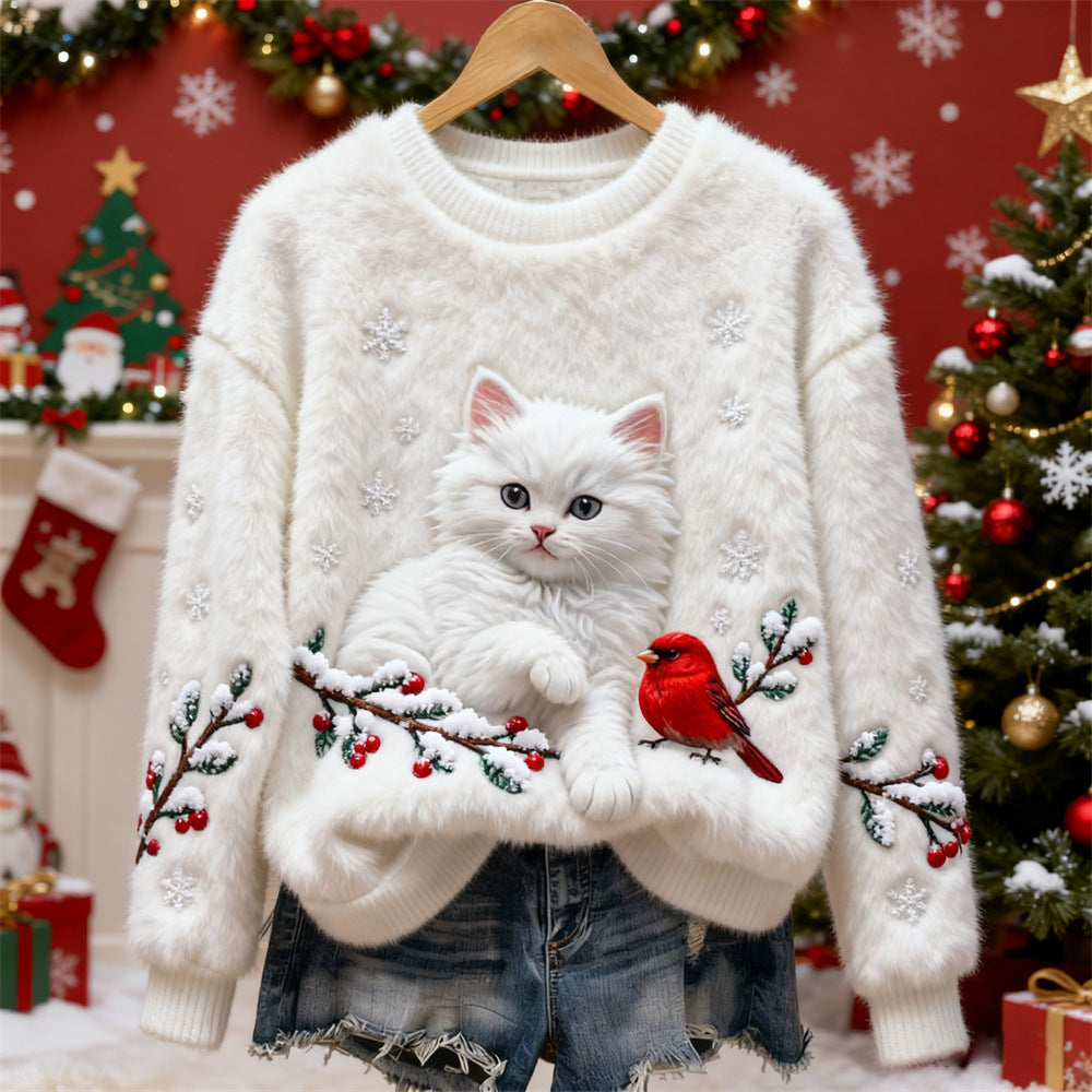 🔥🎄【S-5XL】⛄✨Нов моден фланелен коледен пуловер за жени за есен/зима, декориран с различни изящни шарки