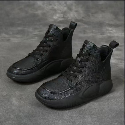 🔥✨【50% έκπτωση】Νέες φθινοπωρινές casual δερμάτινες μπότες Martin με χοντρή σόλα, μοντέρνες και άνετες