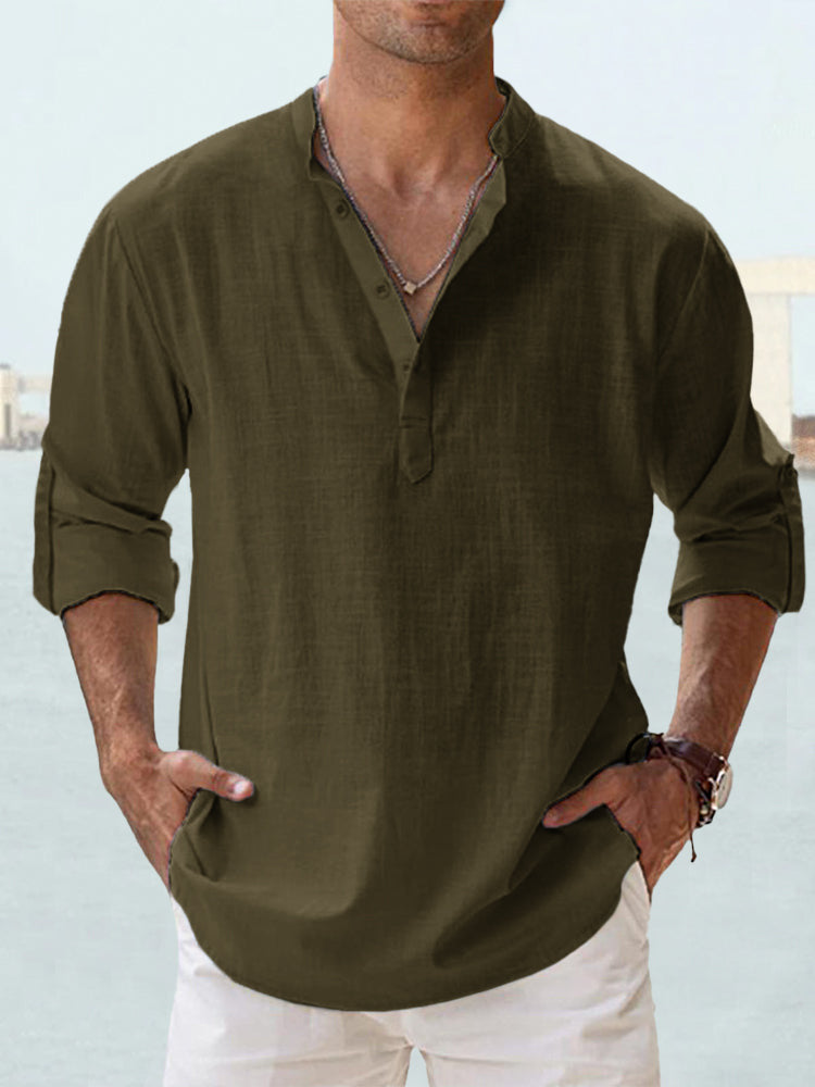 💥【S-5XL】Nueva camisa casual de algodón y lino para hombre, a la moda, ideal para el verano.