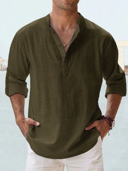 💥【S-5XL】Nueva camisa casual de algodón y lino para hombre, a la moda, ideal para el verano.