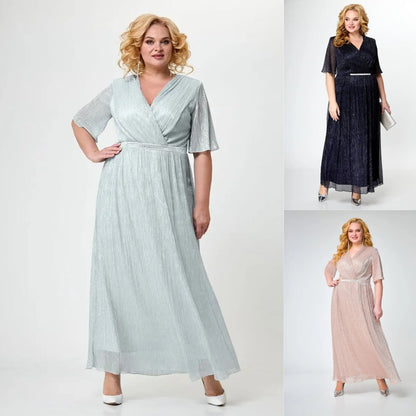 🌷💕【S-5XL】2025 Lato Nowa Moda Elegancka Długa Sukienka z Dekoltem w Serek