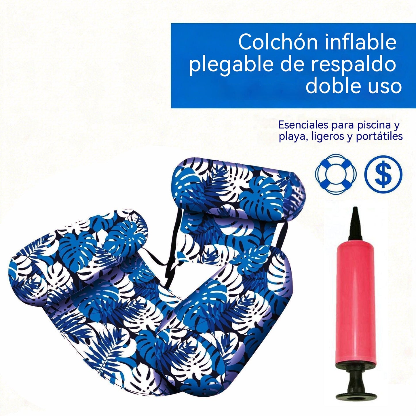 💦📢 Sofá inflable para piscina - Asiento plegable con respaldo para juegos acuáticos