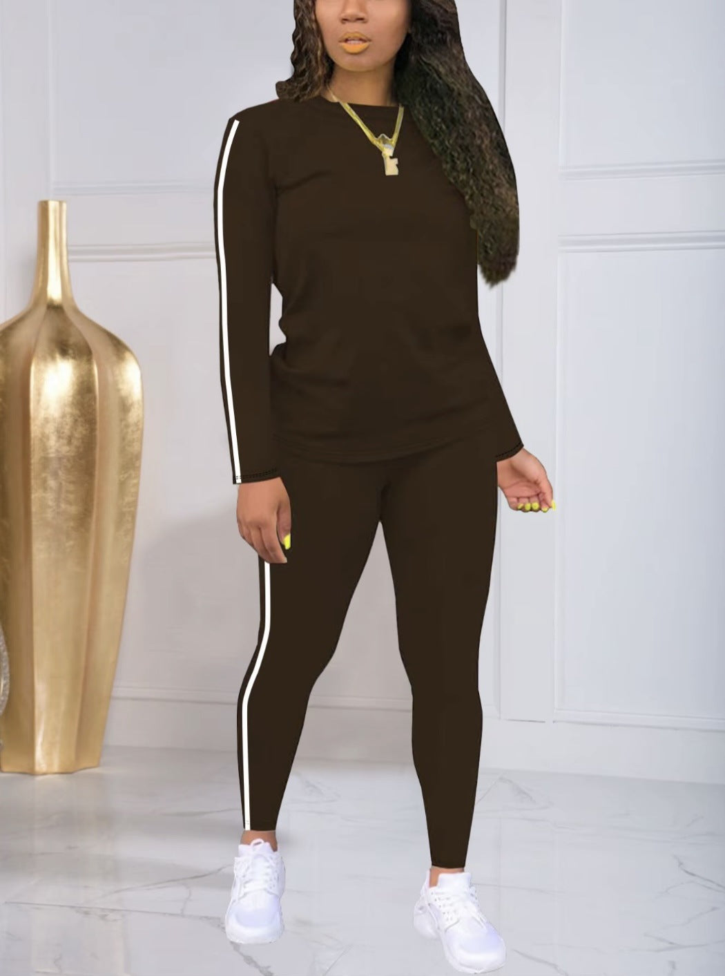 🔥✨【S-2XL】🌞Дамски комплект от две части на райета. Ежедневен, стилен и удобен.