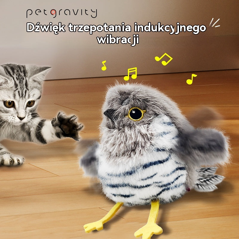😺🔥Ten pluszowy, realistycznie wyglądający ptaszek z trzepoczącymi ruchami to zabawka w kształcie kota, która wydaje dźwięki i zapewnia rozrywkę zwierzętom🐦🐥