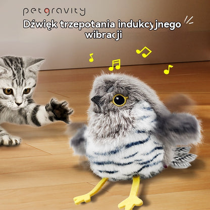 😺🔥Ten pluszowy, realistycznie wyglądający ptaszek z trzepoczącymi ruchami to zabawka w kształcie kota, która wydaje dźwięki i zapewnia rozrywkę zwierzętom🐦🐥