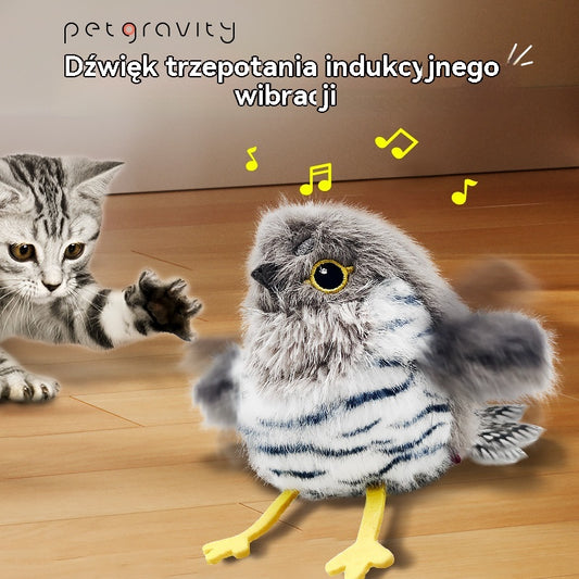 😺🔥Ten pluszowy, realistycznie wyglądający ptaszek z trzepoczącymi ruchami to zabawka w kształcie kota, która wydaje dźwięki i zapewnia rozrywkę zwierzętom🐦🐥