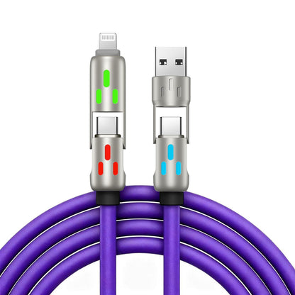 🔥 (2 metre dlhý) 4-v-1 PD 240W kábel – USB-C, Lightning a USB-A rýchle nabíjanie, hliník a silikón, synchronizácia dát ⚡📱