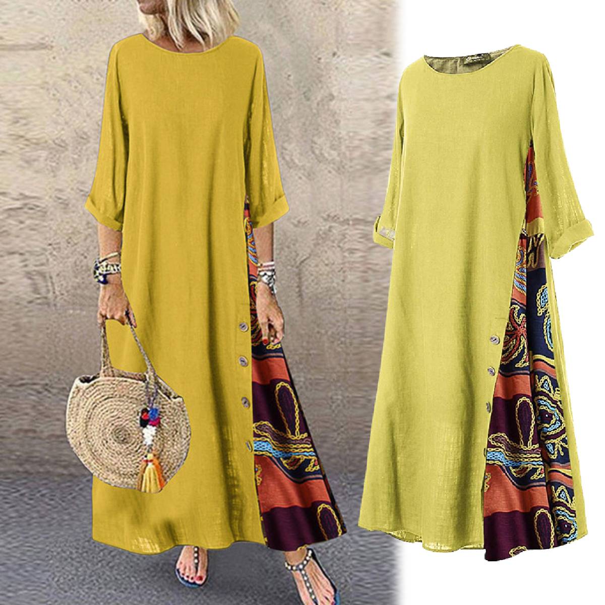 ✨💕【Oferte speciale de vară🔥】【M-5XL】 Noua rochie elegantă retro casual imprimată 2025