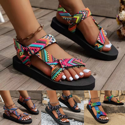 🎉✨【Най-продавани🔥】【Размери 36-43】Модерни летни дамски плажни сандали на платформа с щампа