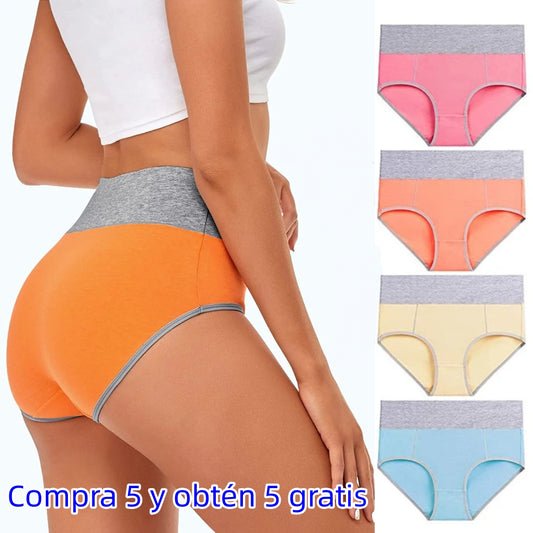 ✨[5 kusů] Antibakteriální spodní prádlo z čisté bavlny s vysokým pasem odvádějícím vlhkost