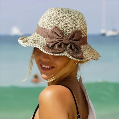 🎀 50% ОТСТЪПКА 👒 | Ретро сламена шапка с панделка – сгъваема и дишаща за лятото