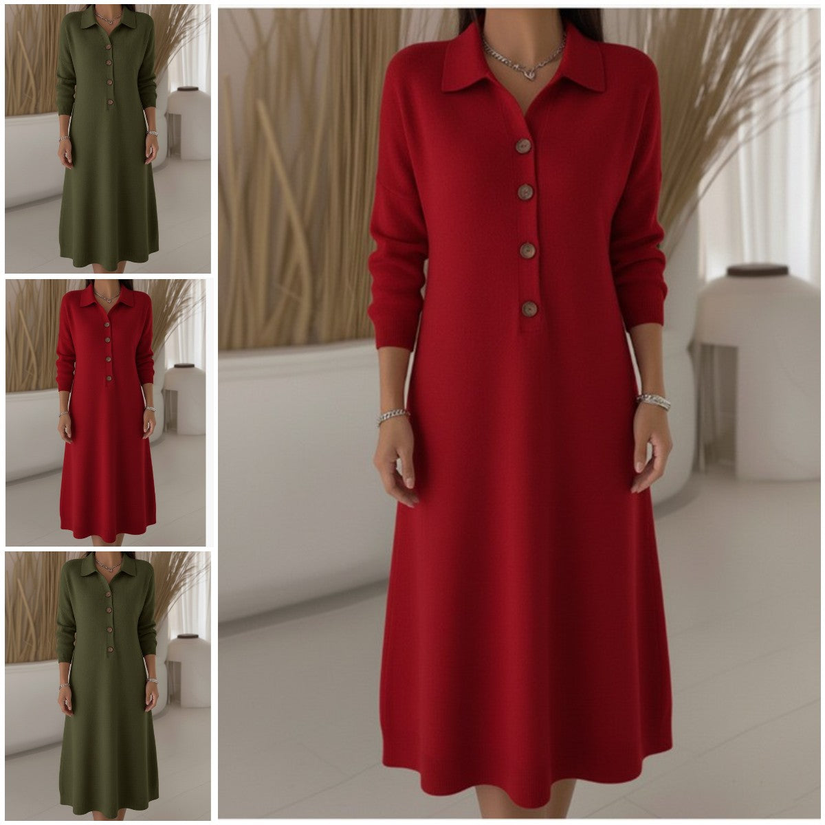 🔥✨ Wysokiej jakości tkanina 【S-3XL】👗 2026 Nowa modna dzianinowa sukienka