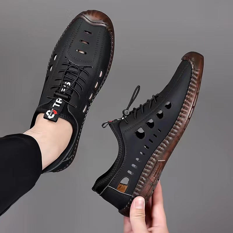 🔥Cantidad limitada🔥✨【Tallas 39-44】Zapatos casuales para hombre con suela hueca, transpirables y antideslizantes de cuero genuino.