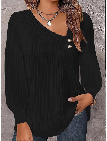 🎉🌈【Sleva 50 %🔥】【S-2XL】Nové podzimní módní a elegantní dámské jednobarevné tričko s dlouhým rukávem