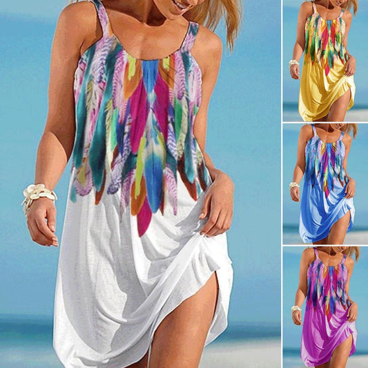 🔥🌴【Posebna ponuda za novi proizvod】【S-5XL】🌈Ljetna nova modna, ležerna haljina za plažu s printom