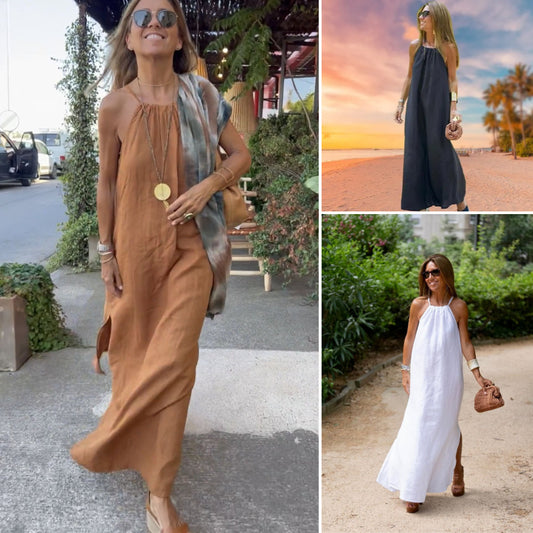 ☀️🔥【44KG-75KG】👗Rochie fără mâneci, cu bretele, nouă vară 2025, confortabilă, casual și respirabilă