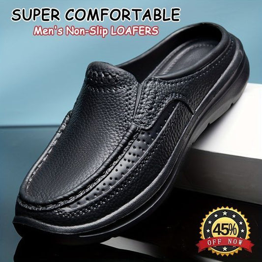 ✨🔥【Cantitate limitată】【39-45】Papuci de casă din piele pentru bărbați, casual, de vară 2025, simpli și confortabili 