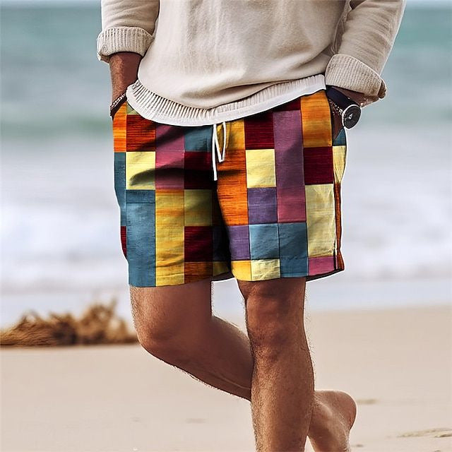 😎🎉【Novedad de verano🔥】Pantalones cortos de hombre con estampado multicolor y estilo elegante: holgados y casuales.
