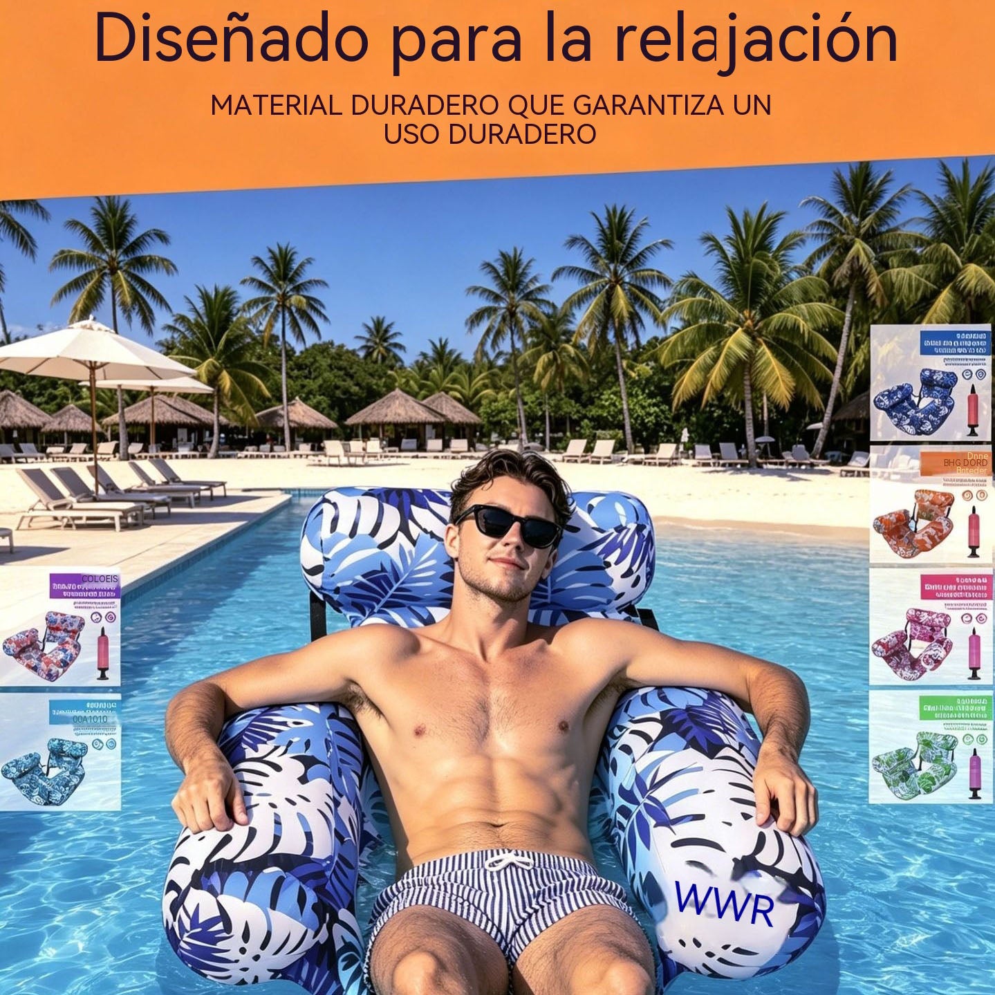 💦📢 Sofá inflable para piscina - Asiento plegable con respaldo para juegos acuáticos