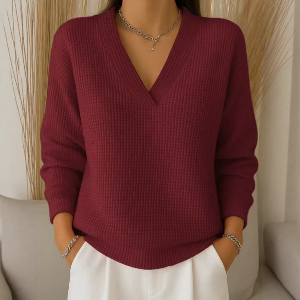 ❤️✨【Posebna jesenska ponuda🔥】Elegantan i udoban ženski pleteni pulover s V-izrezom
