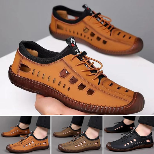 🔥Cantidad limitada🔥✨【Tallas 39-44】Zapatos casuales para hombre con suela hueca, transpirables y antideslizantes de cuero genuino.