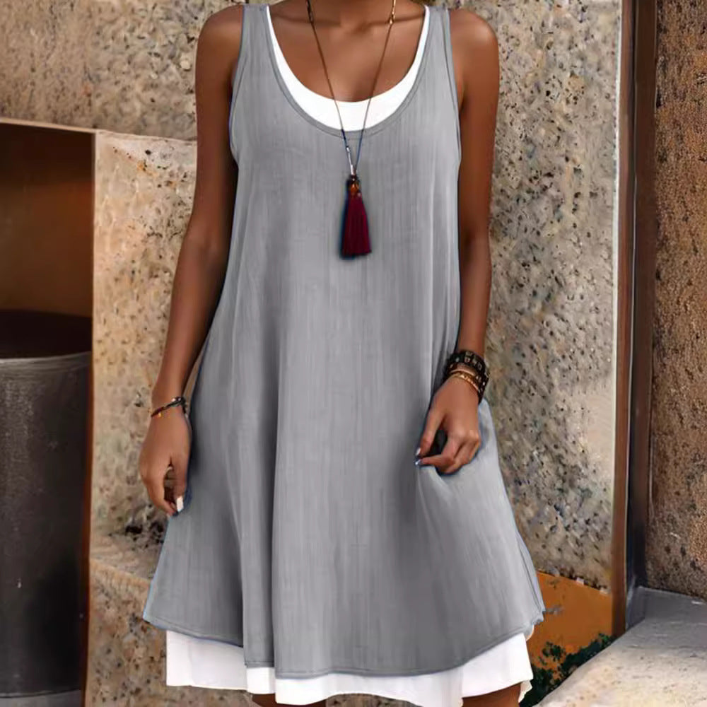 🌈✨【Summer New🔥】【S-5XL】2025 Summer New Fashion Simplu Casual Vestă largi Rochie fără mâneci 