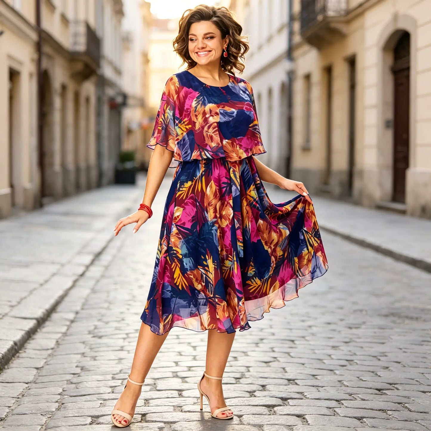 【S-5XL】Vestido de malla estampado: corte ajustado, favorecedor y fácil de combinar.