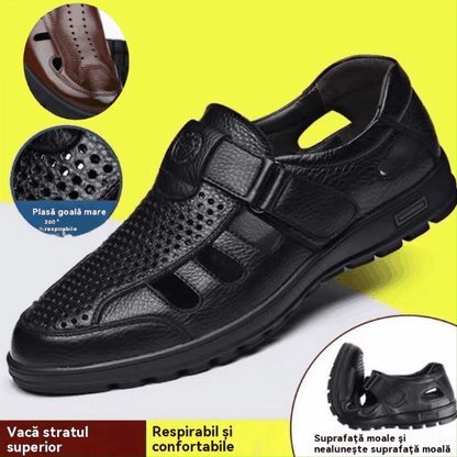 🌴👞【39-44】Sandale ușoare, casual, din piele naturală, respirabile, pentru bărbați, vara 2025, noi 