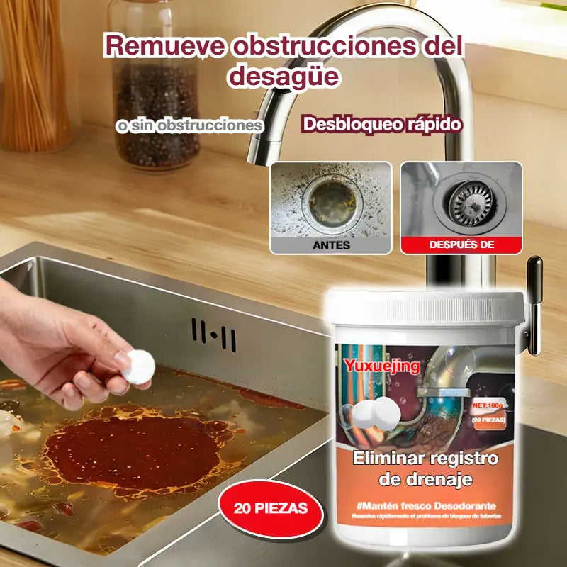 🔥50% DE DESCUENTO ❤️ Potentes pastillas efervescentes de limpieza, desatascan desagües, desodorizan y son antibacterianas.