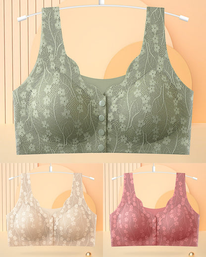 💖😍 3 darab elölkapcsos női melltartó (40–100 kg) – Vezeték nélküli, pamut, kényelmes és jól szellőző, tökéletes tartással