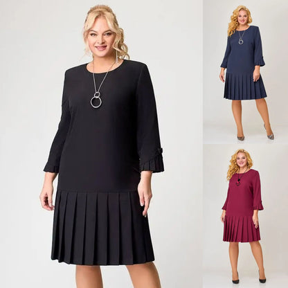 💌【S-5XL】👗Νέα μόδα 2025, υψηλής ποιότητας, κομψό ρετρό πλισέ φόρεμα