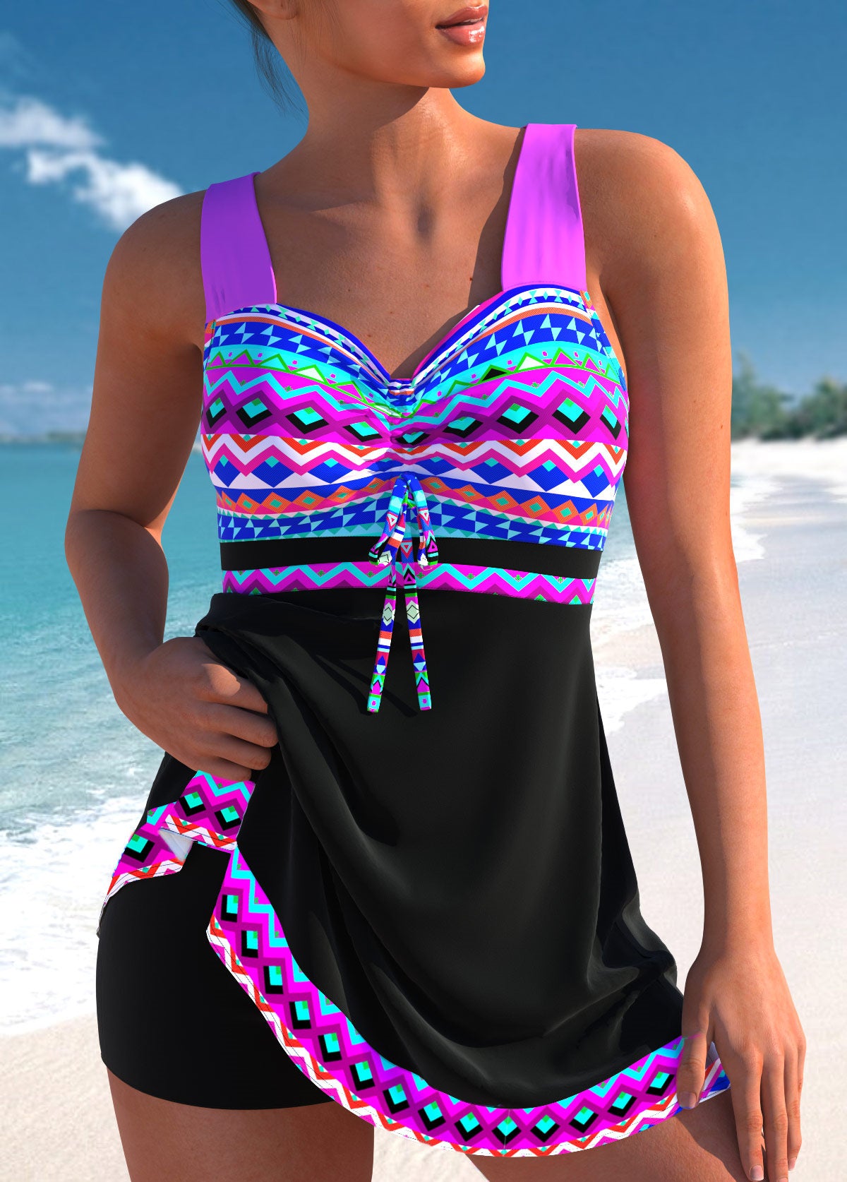🩱🏖️【S-4XL】Nuevo conjunto de trajes de baño para mujer con estampado 2025
