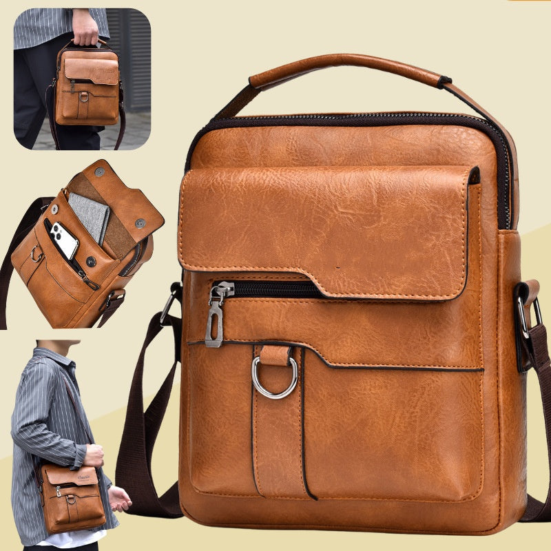 🔥45% отстъпка 👜 Модерна и ежедневна мъжка кожена чанта с голям капацитет